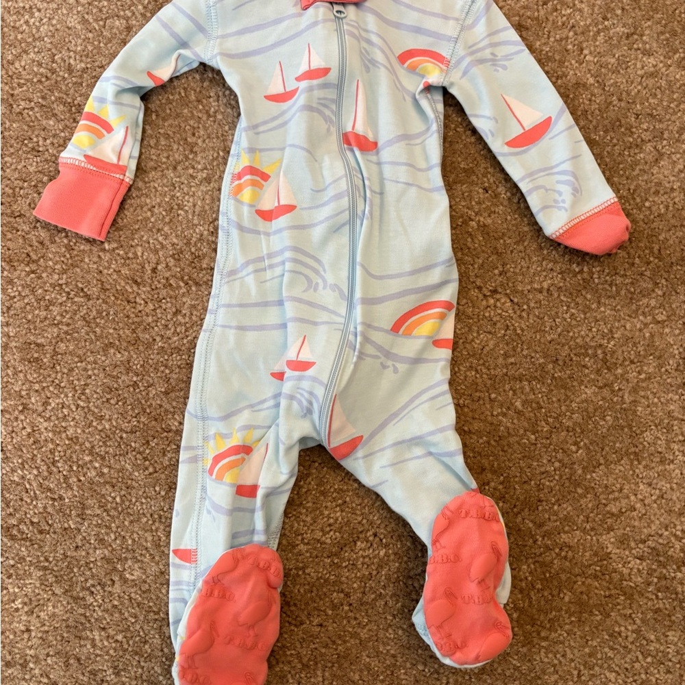 The Beaufort Bonnet Company Blue and Pink Footies One Piece